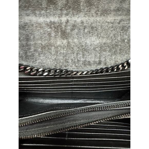 Saint Laurent Metallic Striped Monogram Chain Wallet in Red/Black - Picture 10 of 16